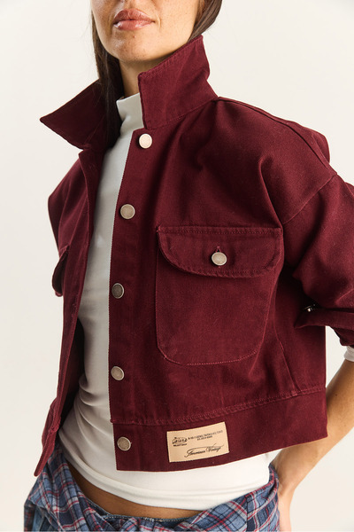 Bianco Lucci Women's Double Pocket Gabardine Jacket