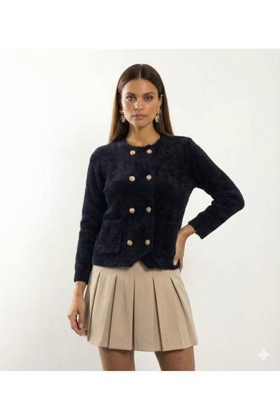 salome butik Gold Button Detail Yumoş Jacket