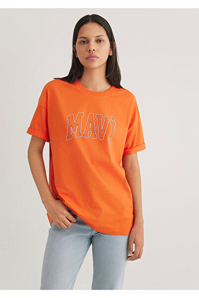 Mavi Pomarańczowa koszulka z nadrukiem z logo Regular Fit / Regular Fit1611193-70485