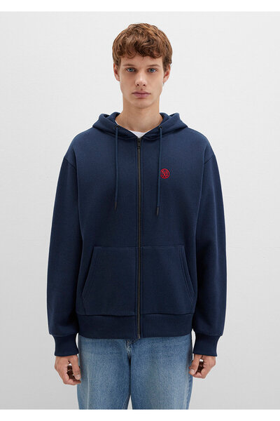 Mavi Світшот з капюшоном на блискавці, з вишитим логотипом, синій 066979-70490