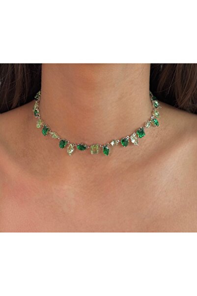 h&b design jewel Vip Yeşil Krital Taşlı Choker