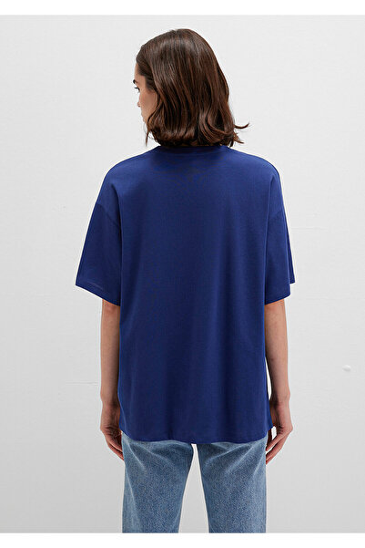 Mavi Marineblaues T-Shirt mit Logo-Print, Übergröße/weiter Schnitt 1600843-70722