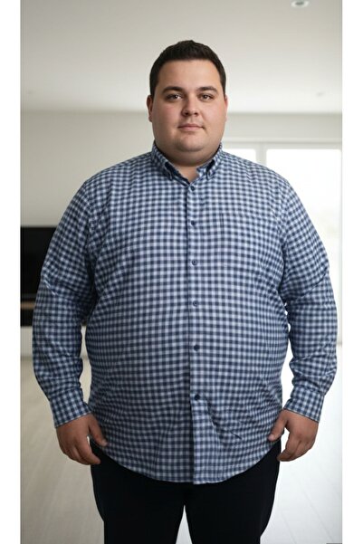 Grand Star %100 YÜN YAKASI GİZLİ DÜĞMELİ KARELİ CEPLİ BATTAL BEDEN ERKEK KIŞL...