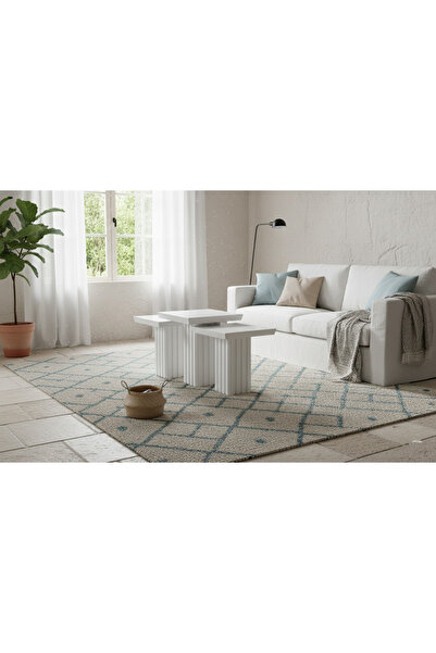 kuppdesign Neva Yan Sehpa Beyaz 3'lü Set