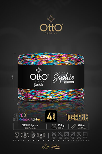 Otto خيط سويفت ميتاليك فاخر - كوكتيل - عبوة من 4 قطع - 1 مم/250 جرام/420 متر ...