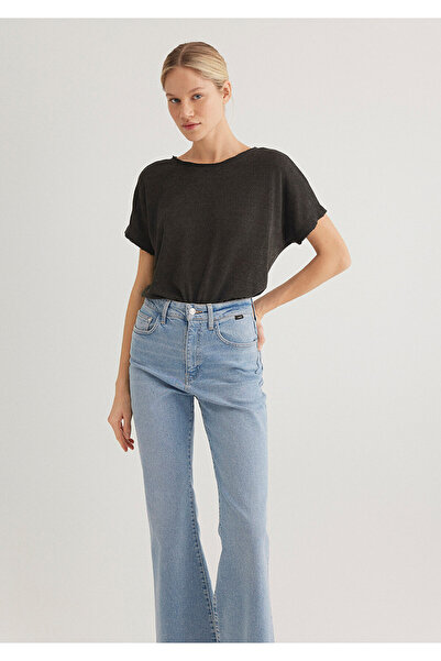 Mavi Texturované antracitové základní tričko Oversize / Wide Cut 167311 -70087