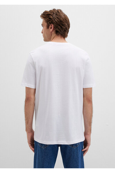 Mavi Weißes T-Shirt mit normaler Passform und Istanbul-Aufdruck -067114-620