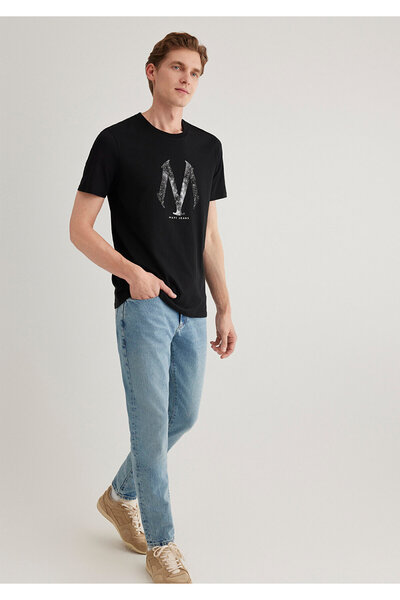 Mavi Schwarzes T-Shirt mit Siegellogo-Aufdruck, Slim Fit / Slim Fit 0611023-900