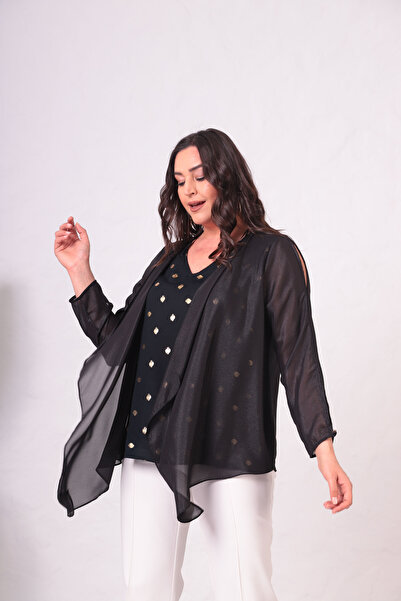 Shahiqa Büyük Beden Çift Kat Görünümlü Bluz