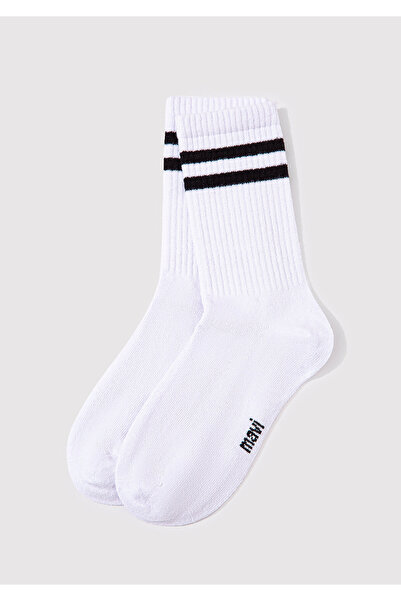 Mavi Weiße Socken mit Streifendetail 198200 -620