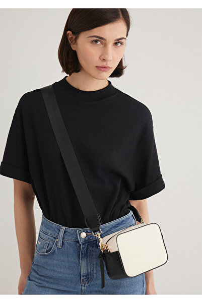 Mavi White Crossbody Bag with Black Strap 1910084-70055