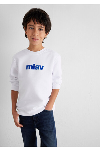 Mavi Miav bedrucktes weißes Sweatshirt 6610031-620