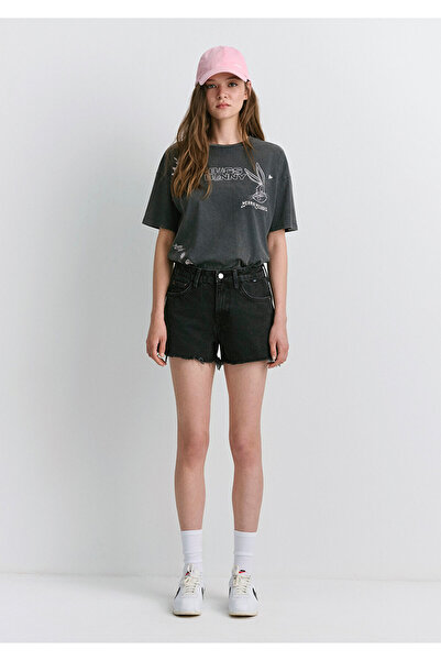 Mavi Rosie 90S Ripped Anthracite Jean Shorts 1447481224