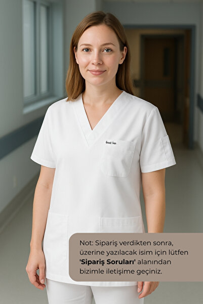 mirach Kişiye Özel İsim Yazılı Hediyelik Doktor Hemşire Scrubs Tekniker Medik...