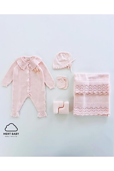 Mert Baby Luna Triko 5'li Organik Hastane Çıkış Seti %100 Pamuk Yenidoğan Üçg...