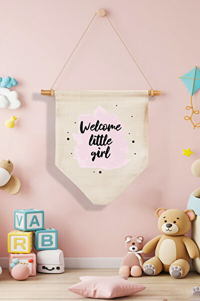 APRENDİ Welcome Little Girl Baskılı Bebek Odası Kapı Süsü, Hastane Kapı Süsü