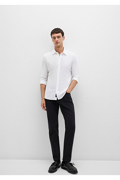 Mavi Λευκό Πλεκτό Πουκάμισο Εφαρμοσμένο / Εφαρμοσμένο Κόψιμο 0210294-620