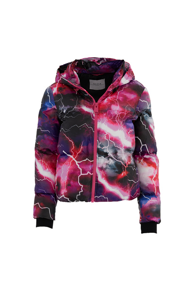 GIZIA SPORT Nakış Detaylı Kısa Crop Boy Şişme Pembe Mont