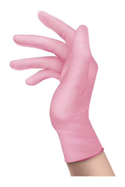 Medicalx Toz Pembe Nitril Muayene Eldiveni Pudrasız 100’lü Paket - Xsmall