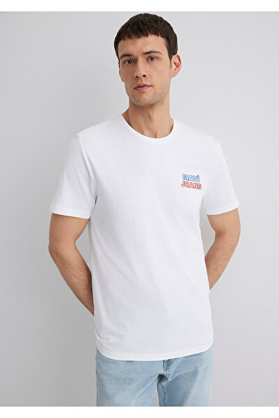 Mavi Jeans-bedrucktes weißes T-Shirt Slim Fit / Slim Fit 066841-620