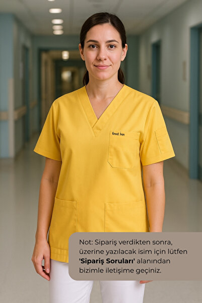 mirach Kişiye Özel İsim Yazılı Hediyelik Doktor Hemşire Scrubs Tekniker Medik...