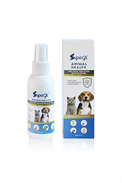 SuperOX Doğal ve Alkolsüz Ağız Kulak Yara ve Deri Bakım Solüsyonu Hayvan Sağlığı, Hipokloröz İçeren 100 ML