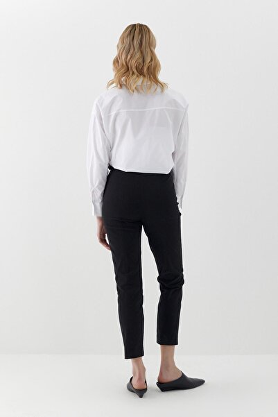 MARKALİSTE Elastic Waist Gabardine Trousers Black