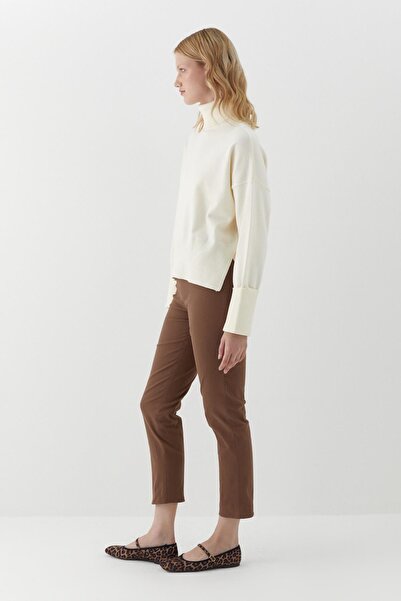 MARKALİSTE Elastic Waist Gabardine Trousers Brown