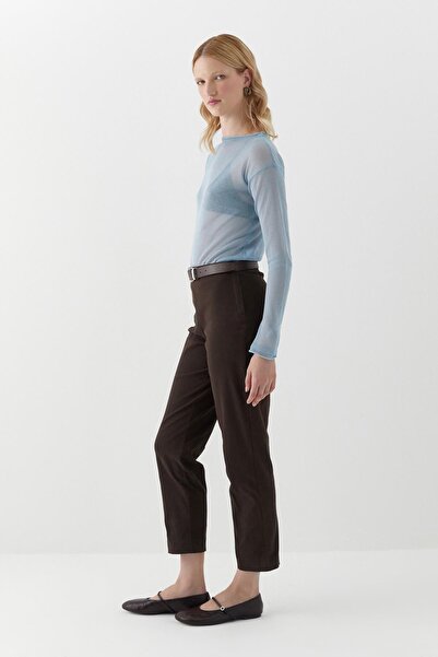MARKALİSTE Elastic Waist Gabardine Trousers Brown