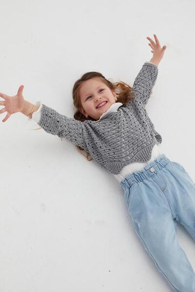 MARKALİSTE Gray Crop Knitwear Kids Sweatshirt