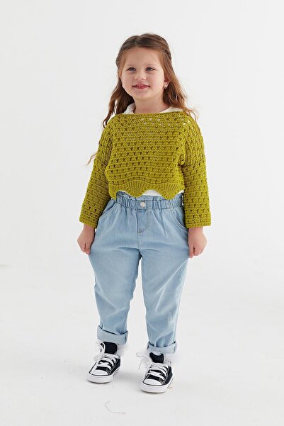 MARKALİSTE Oil Green Crop Knitwear Kids