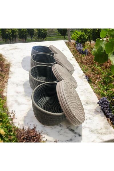 JÜTEX HOME Coș de iută și răchită cu 4 capac - Design special, organizator mu...