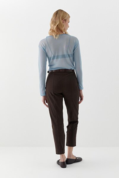 MARKALİSTE Elastic Waist Gabardine Trousers Brown