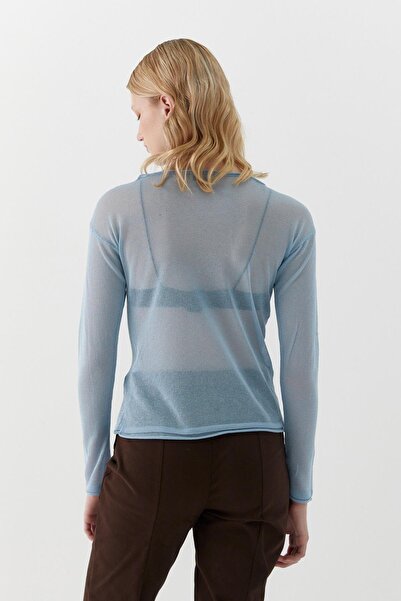 MARKALİSTE Ημιδιαφανές μακρυμάνικο μπλουζάκι μπλε