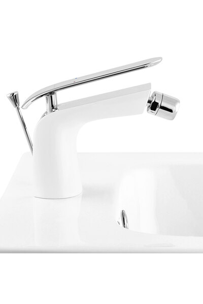 Maison Mex Bidet mixer, EVA, L.6 l.12.5 H.14 cm, chrome/white