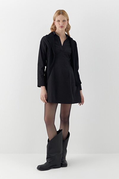 MARKALİSTE Μίνι φόρεμα με γιακά πουκάμισο μαύρο