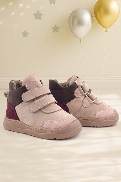 Rakerplus Genuine Leather Powder Pink Velcro Children's Sports Boots