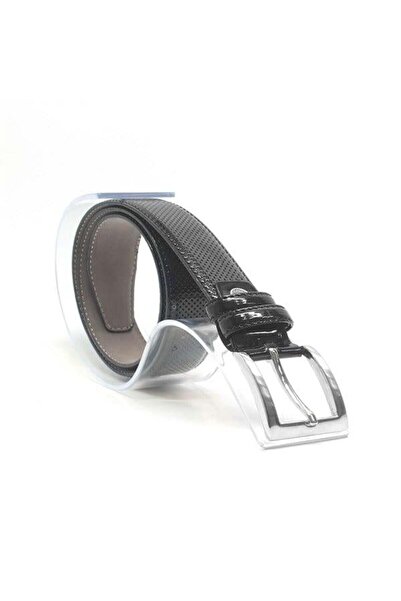 Shoes Center Cureaua pentru baieti - Piele Lacuita Neagra, Catarama Metalica