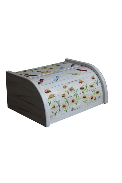 Decoratiuni Vintage Casa Retro Classic bread box, Butterflies, hand-painted, without chopper, 39 cm* 18 cm * 27 cm