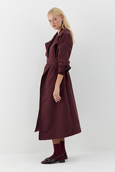 MARKALİSTE Lisa Trench Coat Βουργουνδίας
