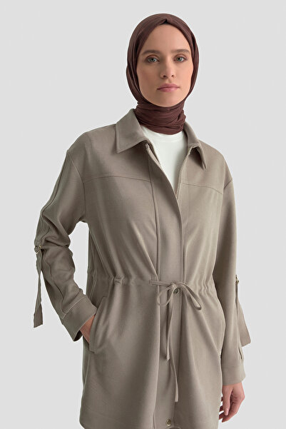 Armine Lycra Suit with Sleeve Detail, Lace-Up, Lengthened Zippered Pants