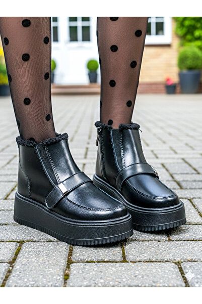 starlike Γυναικείες μπότες από γνήσιο δέρμα σε μαύρο χρώμα T6078