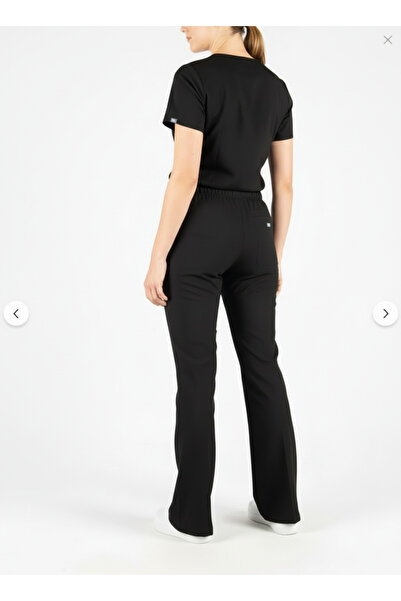 Class Üniforma Μονόχρωμο μαύρο λύκρα παντελόνι με φαρδύ πόδι ισπανικό παντελόνι νοσοκόμας γιατρού