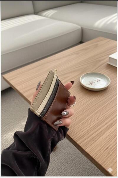 mlio Brown Key Detailed Bow Card Holder Wallet