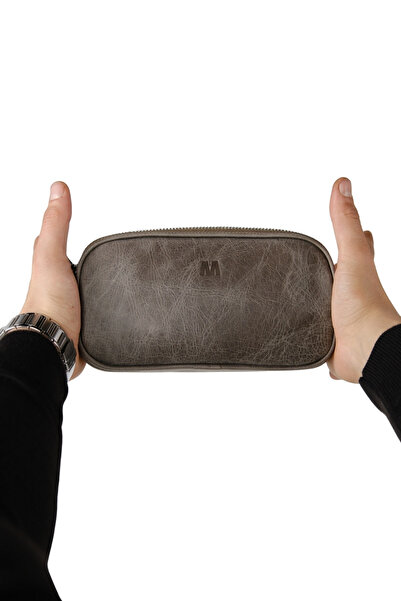 MFT Leather Design NAİNA ΓΝΗΣΙΑ ΔΕΡΜΑΤΙΝΗ ΤΣΑΝΤΑ ΧΕΙΡΟΣ ΓΚΡΙ (1134)