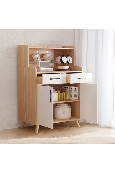 AGD Kitchen Storage Cabinet, Sideboard and Coffee Corner, with 2 Doors and 2 Drawers, Suitable for Kitch