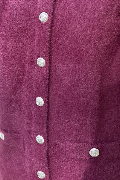 Nuss Angora Cardigan with Front Snap Button Pocket Detail