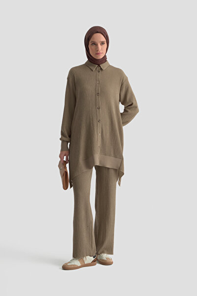 Armine Viscose Fabric Asymmetrical Cut Button Closure Pants Suit