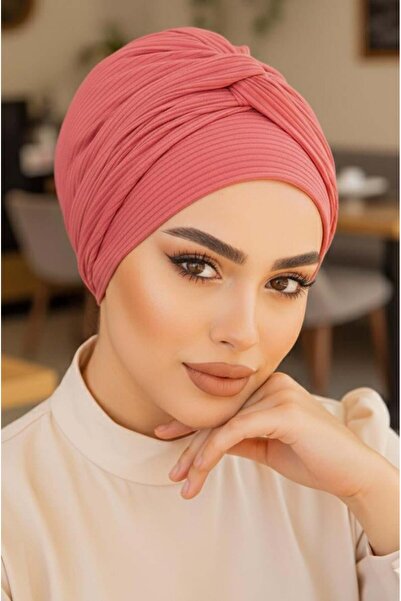 Aişe tesettür Gülpembe Burgu Detaylı Bone