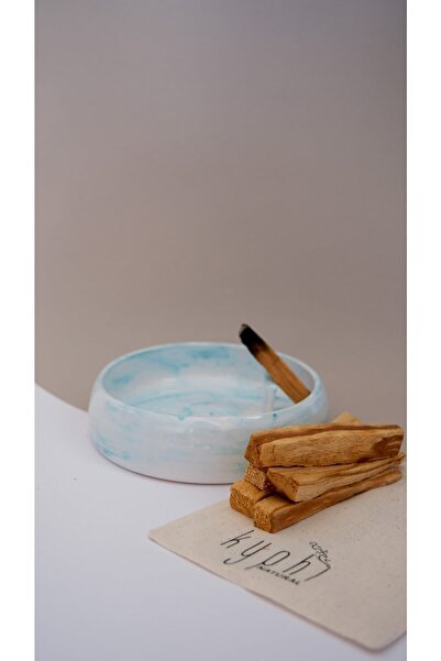 Kyphi Natural Mora El Yapımı Seramik Tütsülük Ve 40gr Palo Santo Ağaç Tütsü